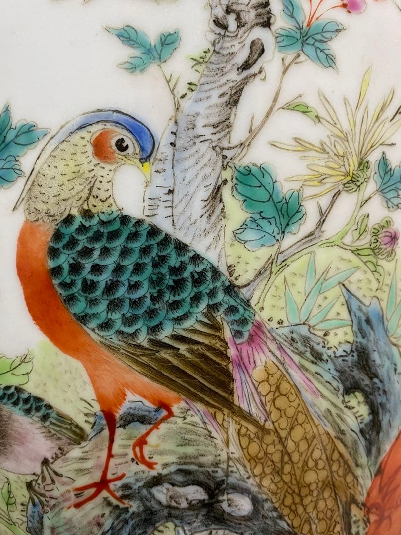 清朝　唐物　大清乾隆年製　彩色花鳥図花瓶　花器　骨董品　壺　古美術品