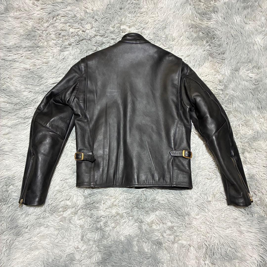 【良品】FIRST genuine leather 本革 黒 金 シングル