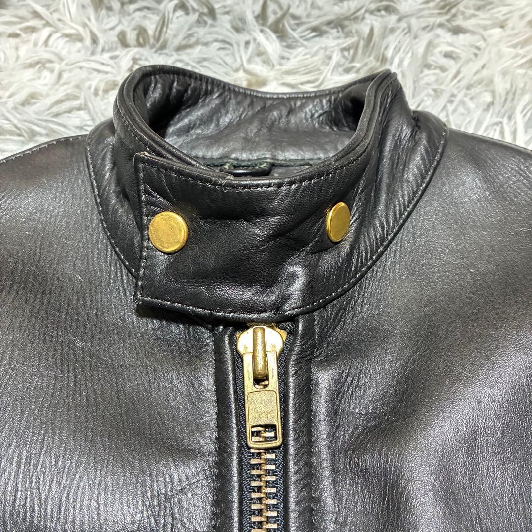【良品】FIRST genuine leather 本革 黒 金 シングル