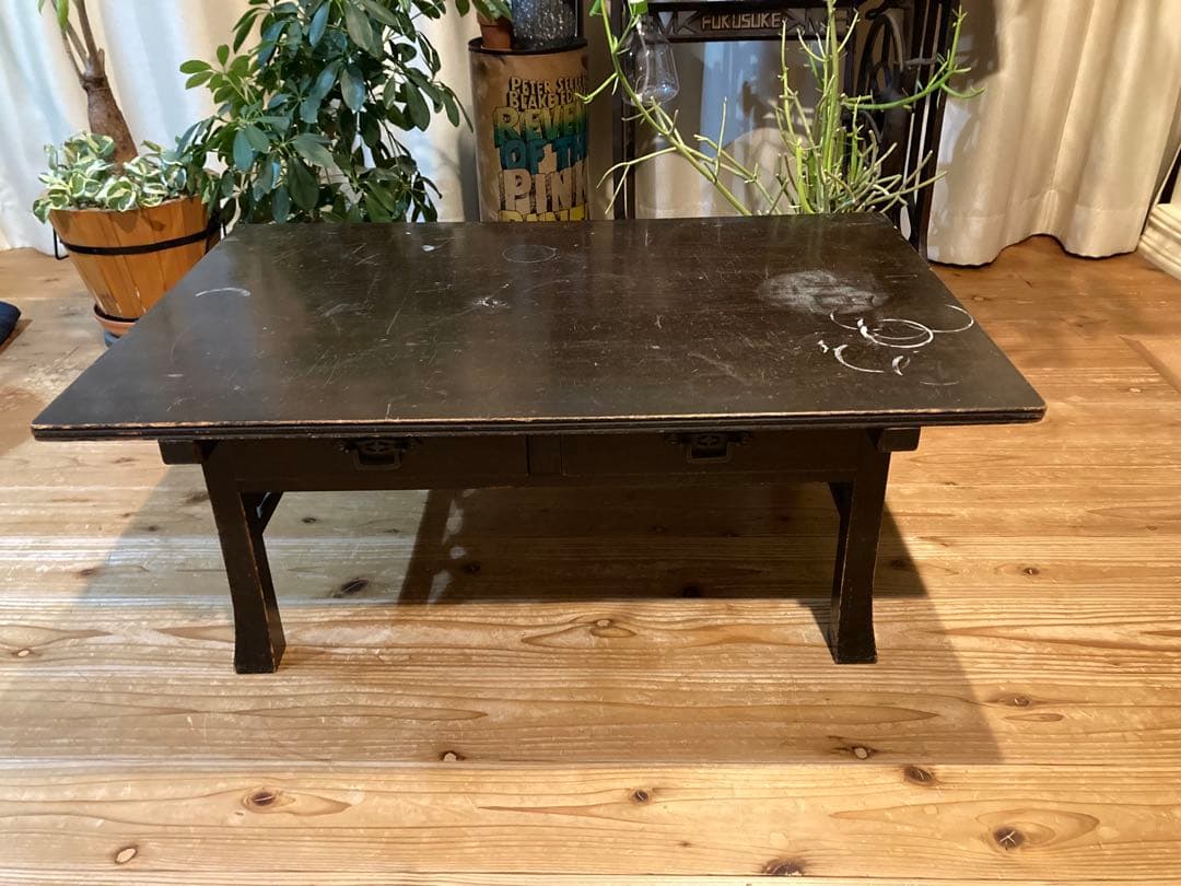 昭和レトロ　木製文机　ローテーブル　黒19