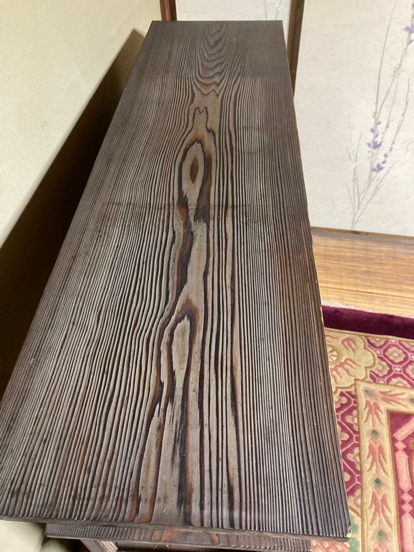 【神代杉】 骨董 アンティーク 飾り棚 茶箪笥 水屋 古民具 天板一枚板