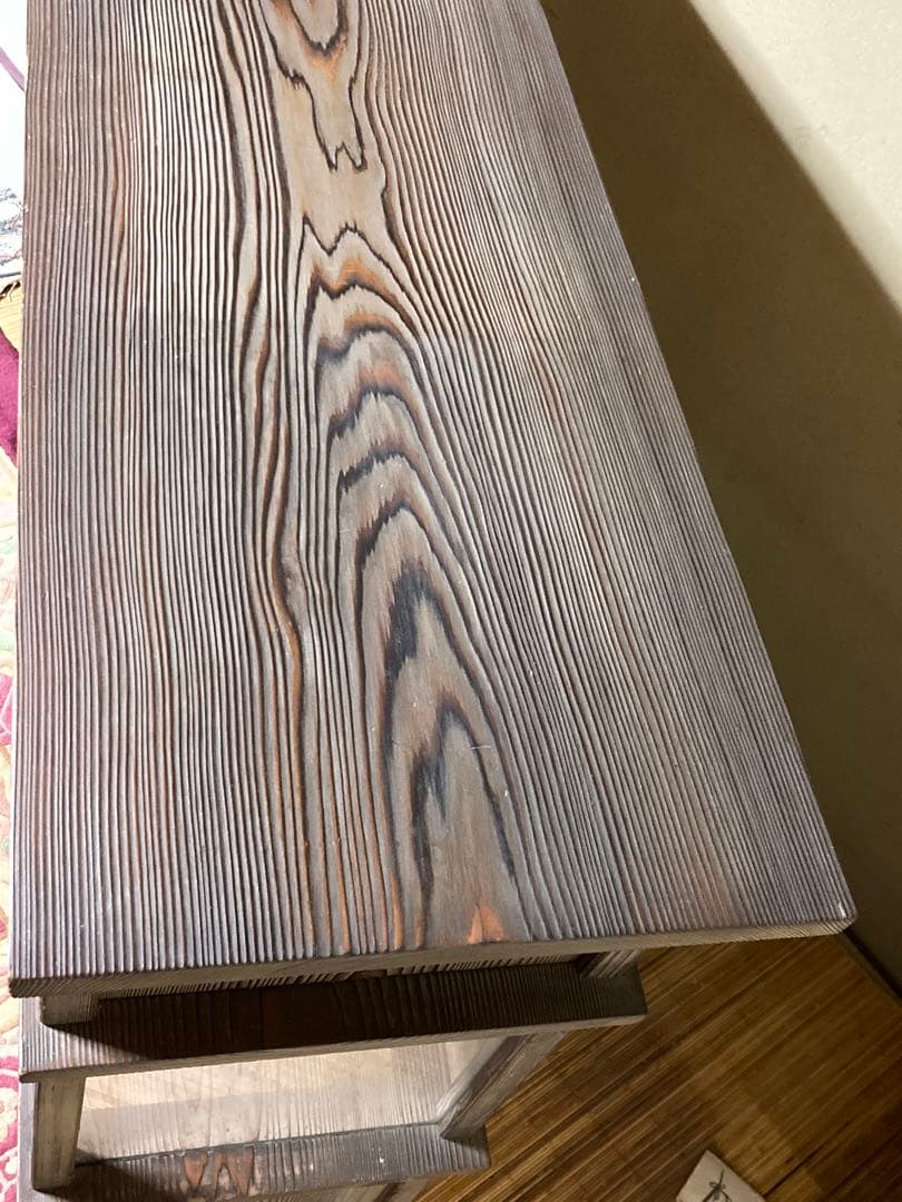 【神代杉】 骨董 アンティーク 飾り棚 茶箪笥 水屋 古民具 天板一枚板