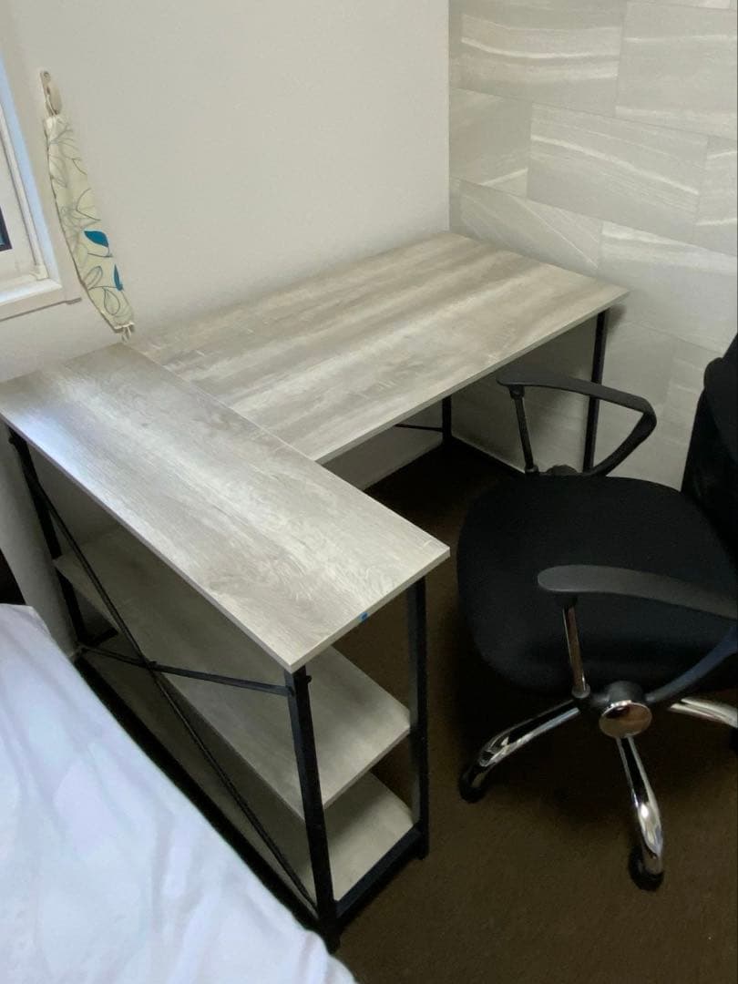 L字型デスク 幅120cm ライトグレー