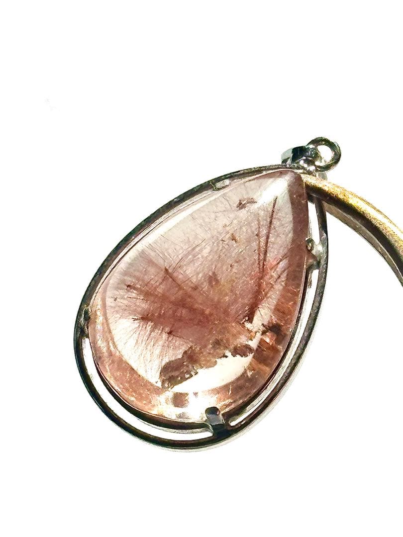 ピンクラビット(ピンクルチル)雫型 ペンダントトップ　シルバー925