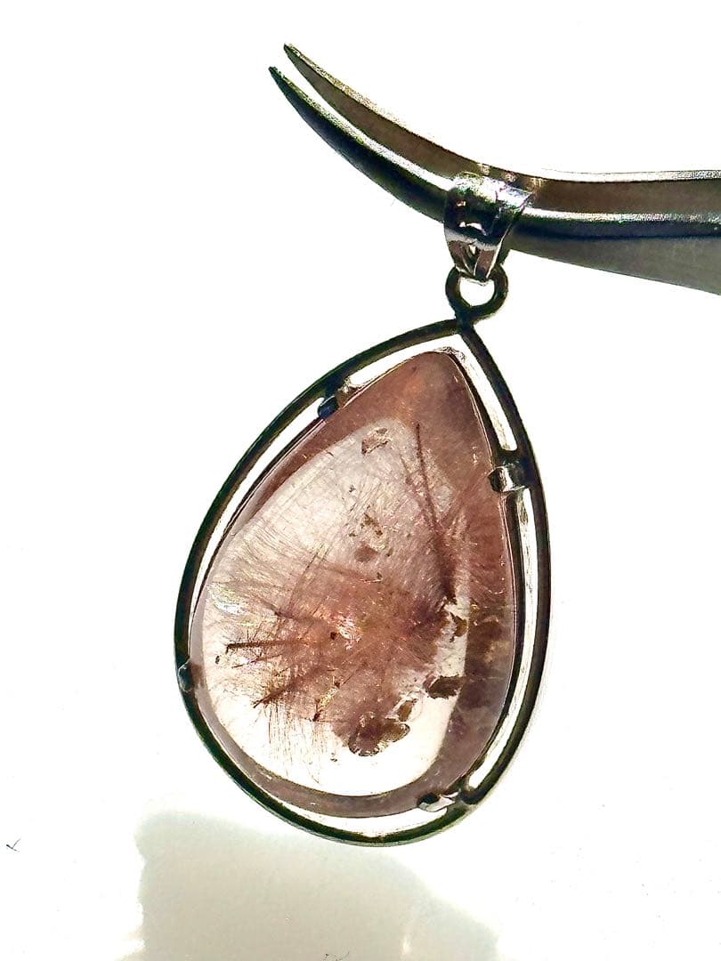 ピンクラビット(ピンクルチル)雫型 ペンダントトップ　シルバー925