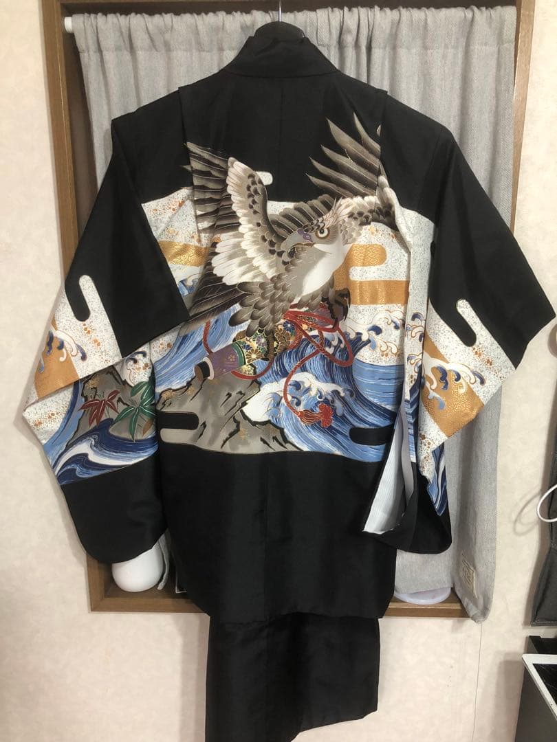 即日発送 七五三 五歳 着物 羽織 袴 8点セット 懐刀 お守り 腰紐付き