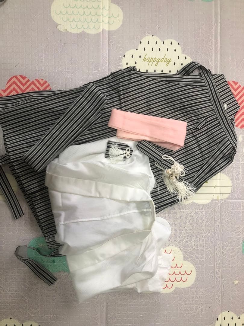 即日発送 七五三 五歳 着物 羽織 袴 8点セット 懐刀 お守り 腰紐付き