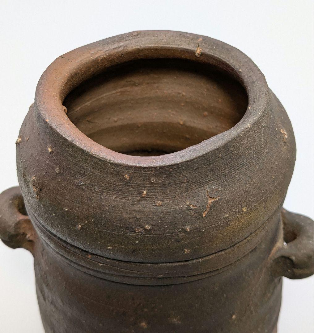 岡山県重要無形文化財 金重晃介 備前焼 耳付花入 共箱 花瓶 花器 置物 茶道具