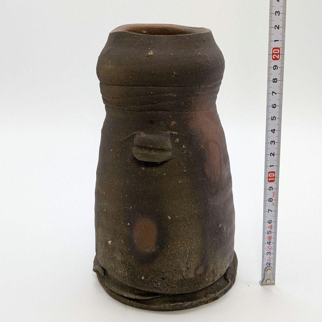 岡山県重要無形文化財 金重晃介 備前焼 耳付花入 共箱 花瓶 花器 置物 茶道具