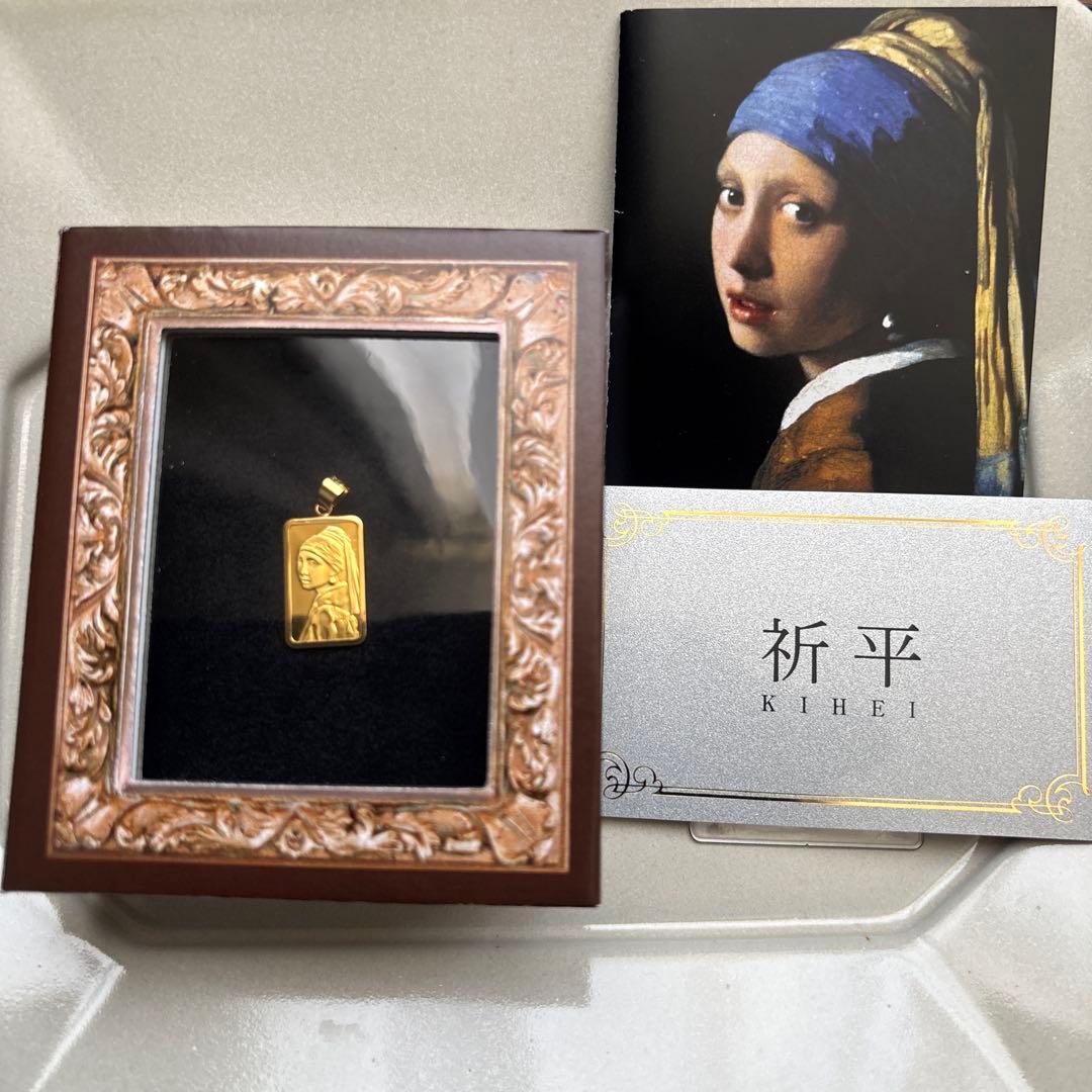 【限定美品】純金ペンダントトップ 祈平 PAMP社 フェルメール/モネ デザイン