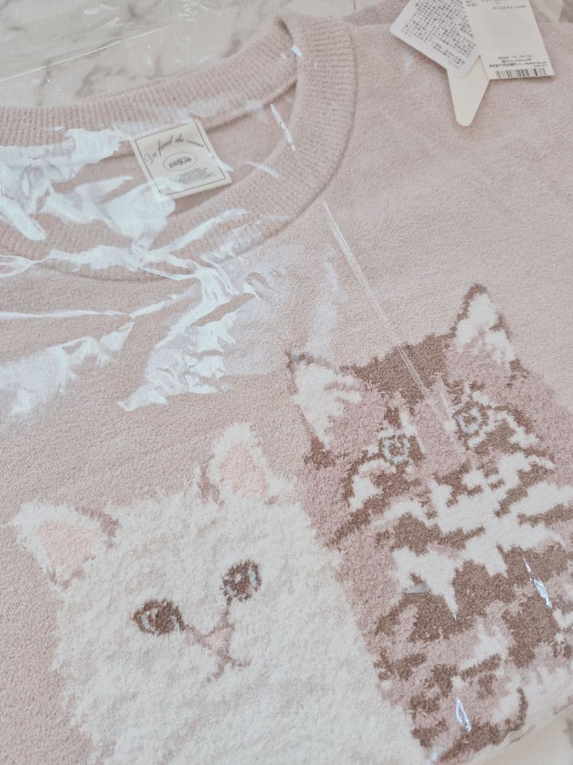 ジェラートピケ ツインキャットジャガードプルオーバー【BEG】