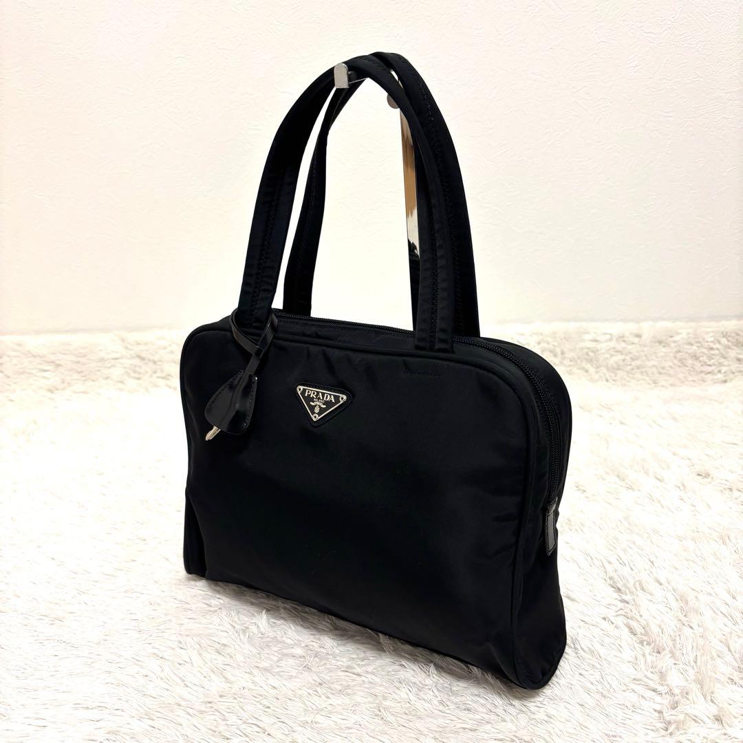 PRADA プラダ　ナイロン ハンドバッグ 三角ロゴ　ブラック　美品