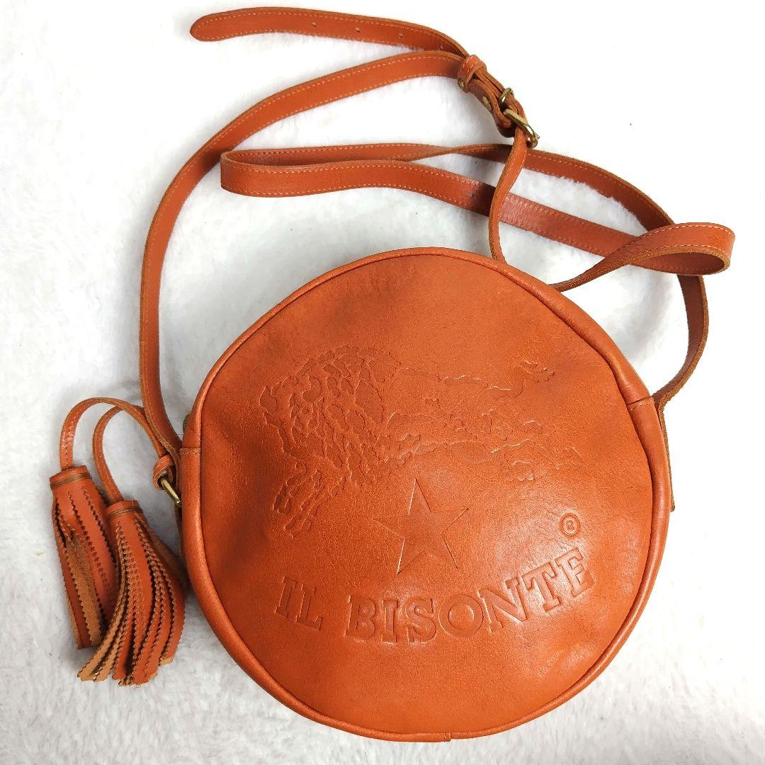 ✨超希少✨イルビゾンテ レザー 丸型 ショルダーバッグ ブラウン イタリア製