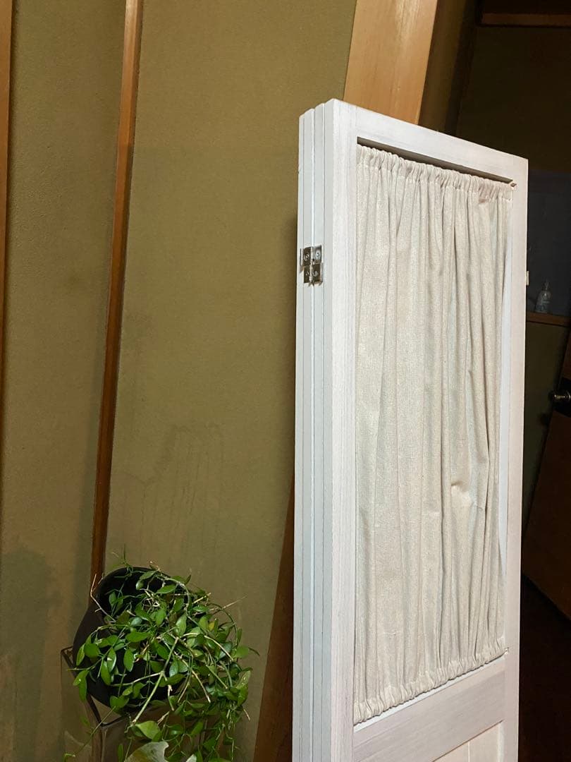 コットンリネンカーテン付き4蓮　パーテーション