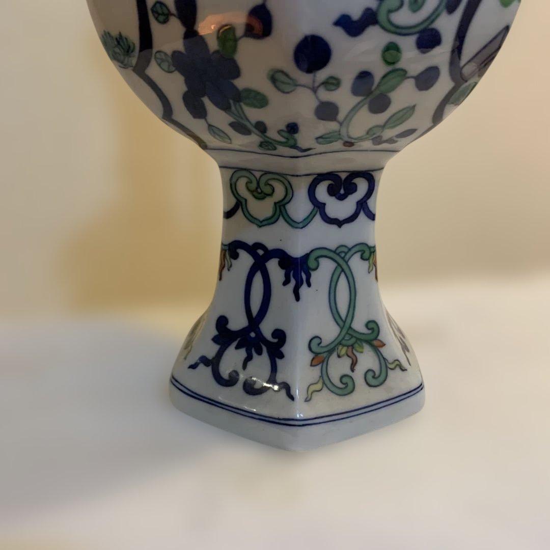 大明嘉靖年製　時代物　中国　古い水差し　手描き　高さ29㎝