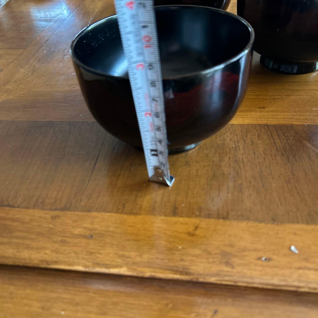 輪島塗り汁椀　黒い漆塗りの椀5個セット　桐箱入り美品