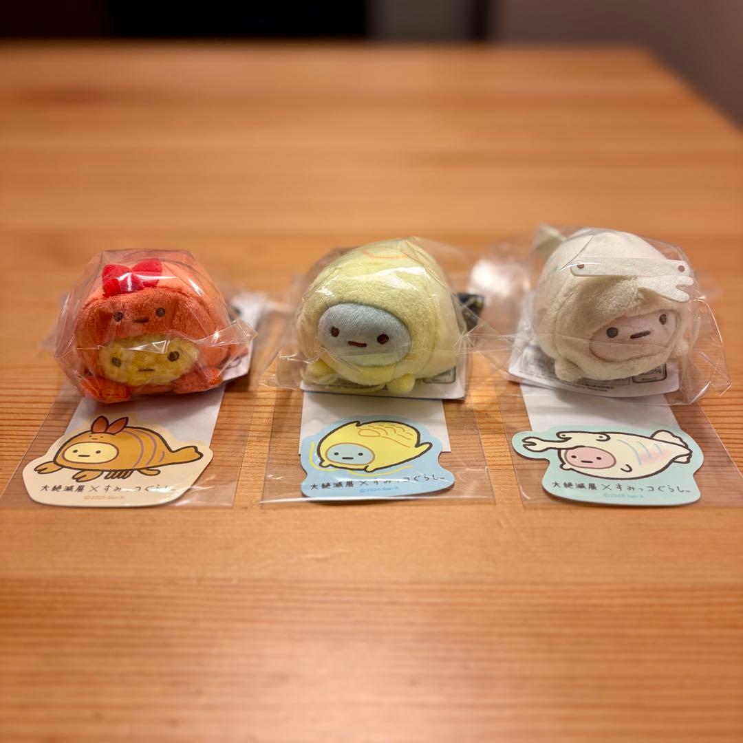 【6点セット】大絶滅展×すみっコぐらし　手のりぬいぐるみ＆ステッカー