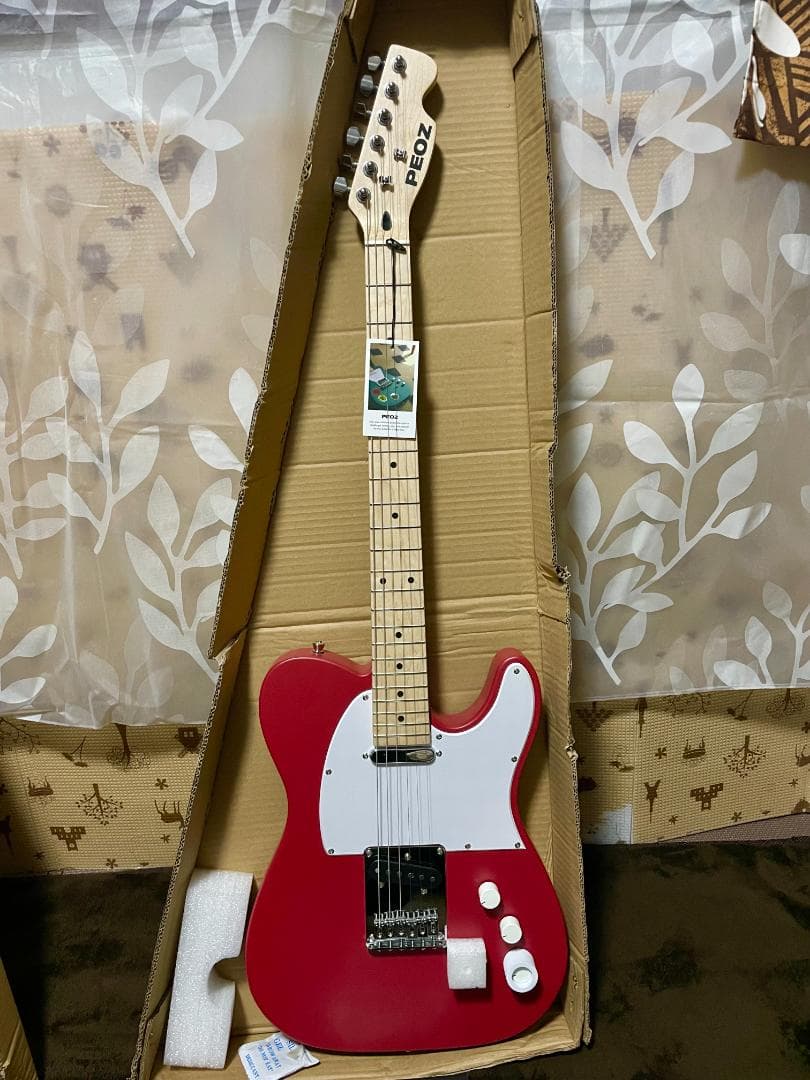 PEOZ レッド エレキギター テレキャスタータイプ