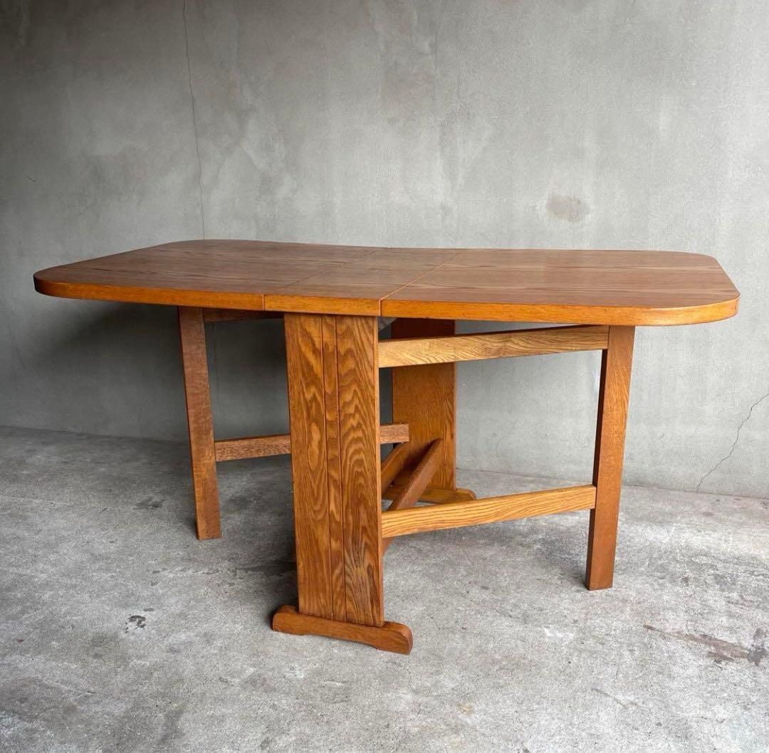 【ママりん】オールドビンテージ バタフライテーブル オーク材　無垢