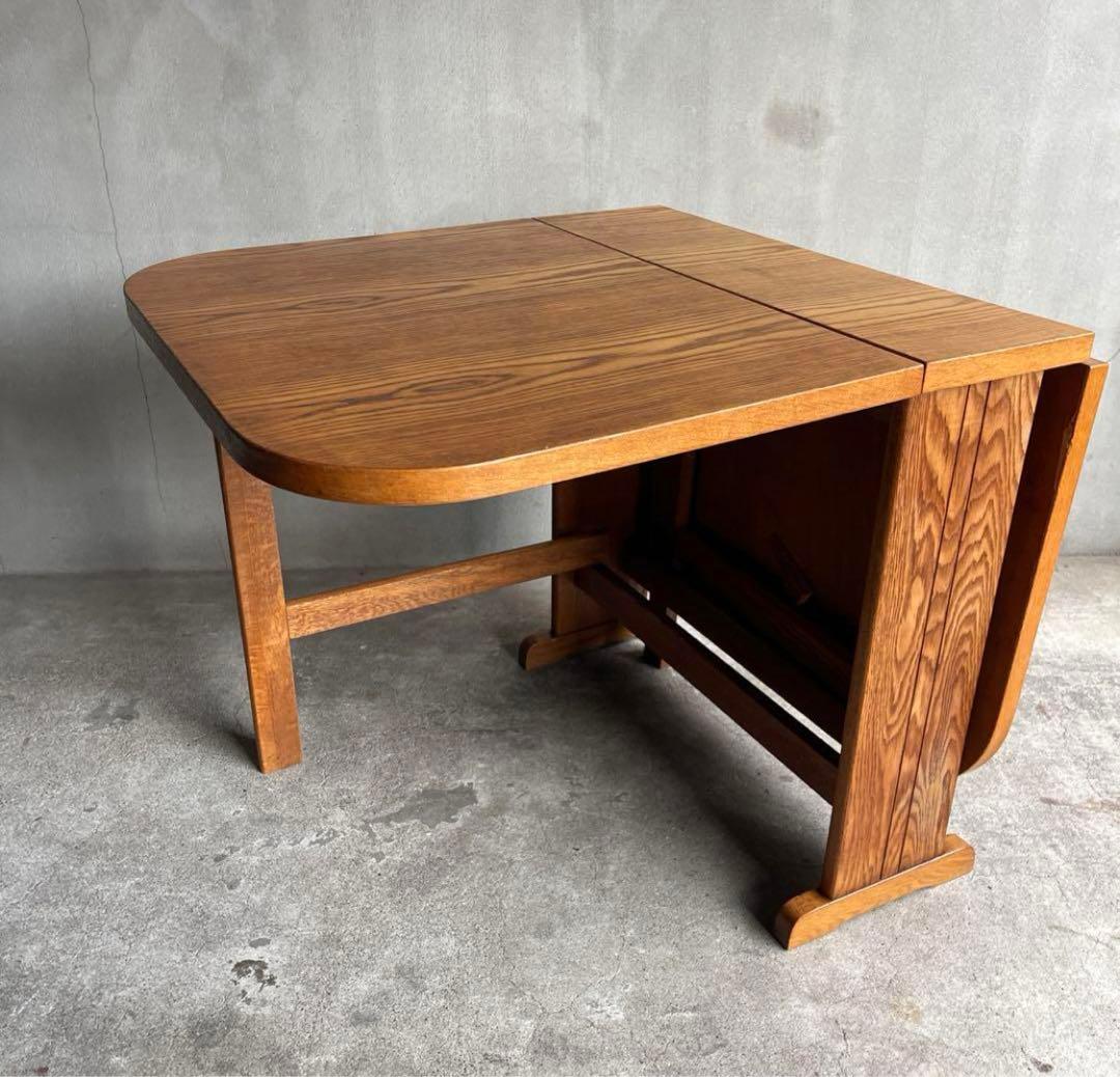 【ママりん】オールドビンテージ バタフライテーブル オーク材　無垢