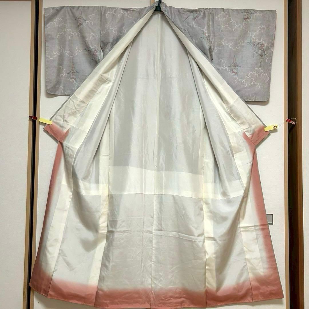 未使用近い　美品　袷　正絹　白紬　大島紬　白大島紬　小紋　フルセット