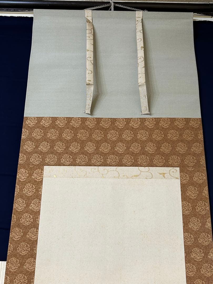 「白菊小禽」　大矢峻嶺　二重箱　共箱あり　掛軸　掛け軸