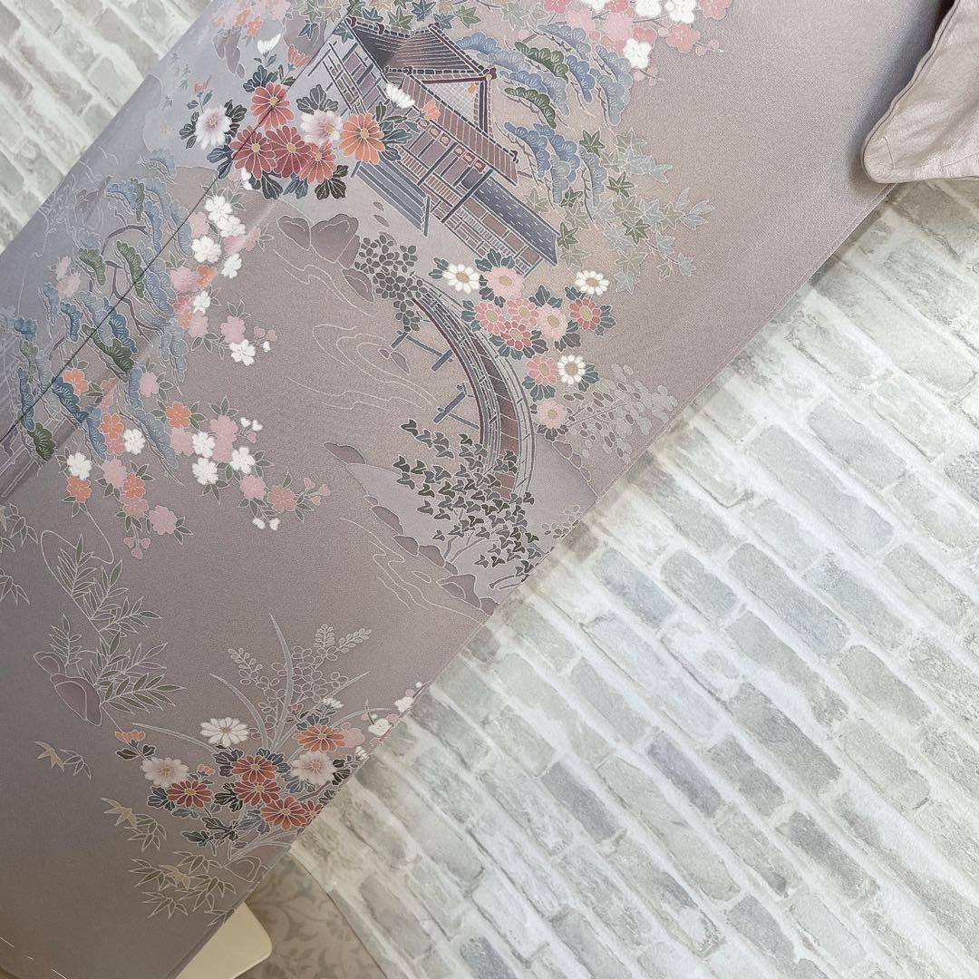 訪問着　フルセット　茶屋辻　友禅　せせらぎ　躾糸付き　着物　Q5