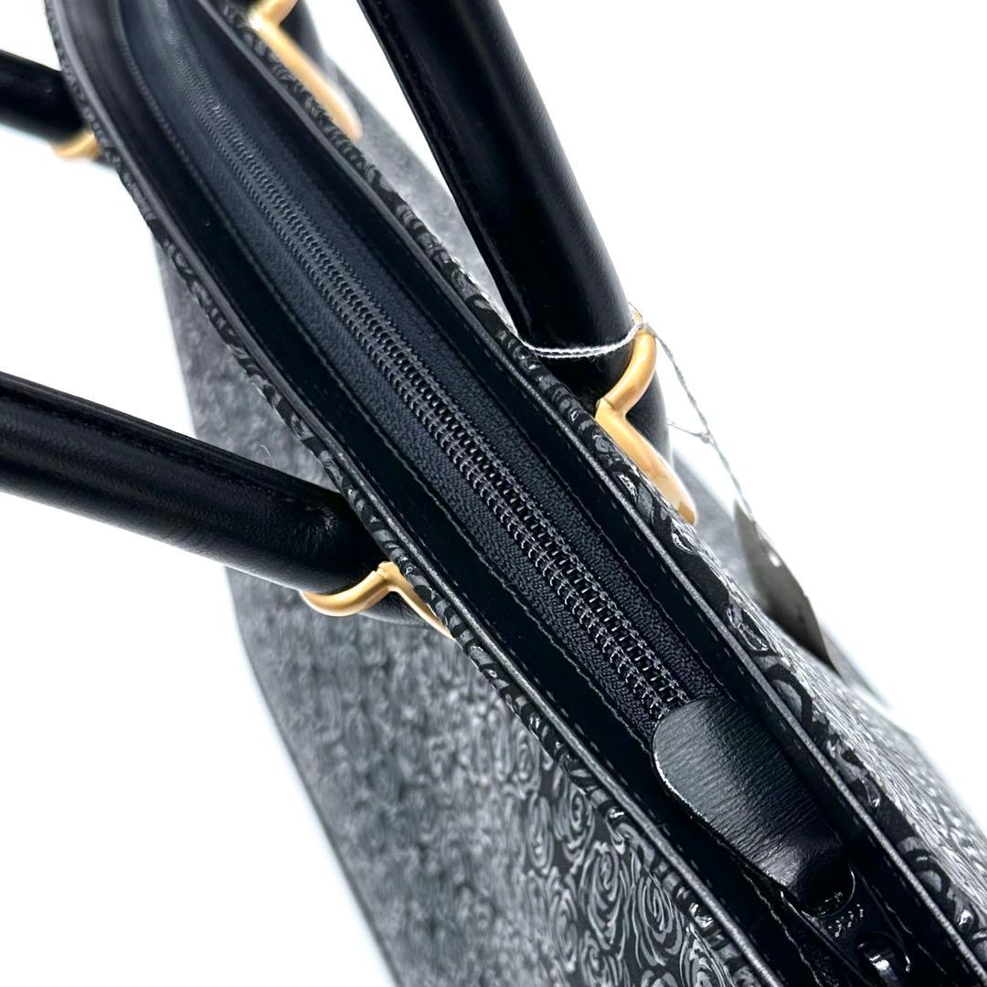 未使用タグ付き✨印傳屋 インデンヤ ルミドーレ ローズ柄 ハンドバッグ ブラック