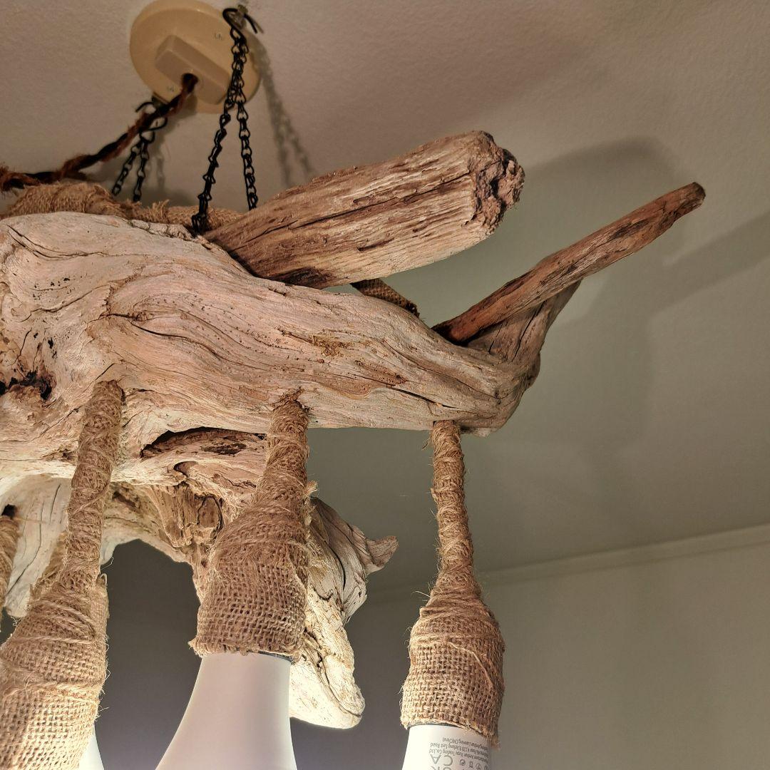 流木インテリア　6灯ペンダントライト LED付　6〜18帖　リビングダイニング用