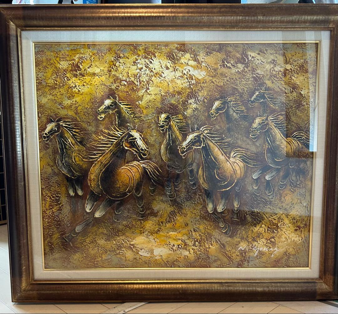 馬の群れ 金色フレーム