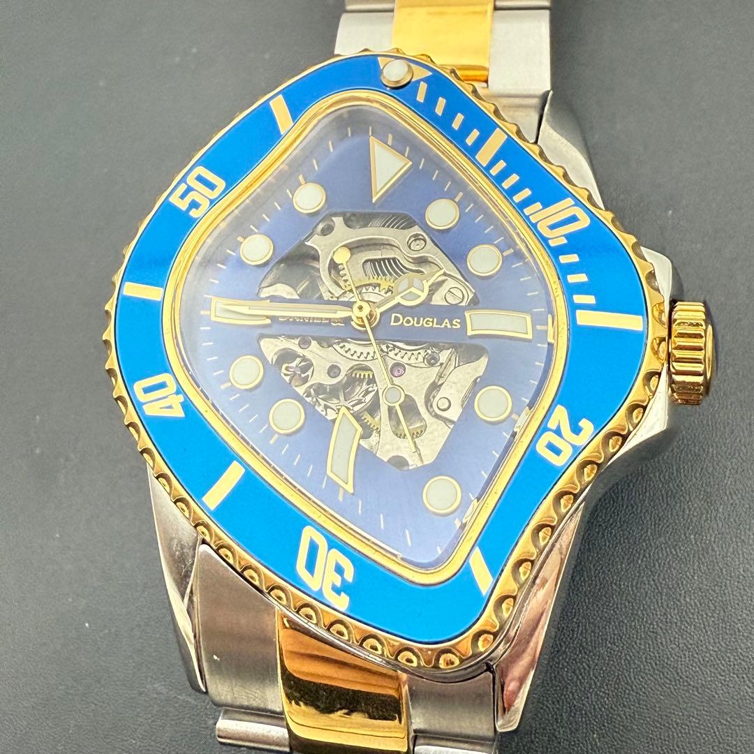 超希少/稼働品✨ダニエルダグラス 腕時計 自動巻 裏スケ ゴールド コンビカラー