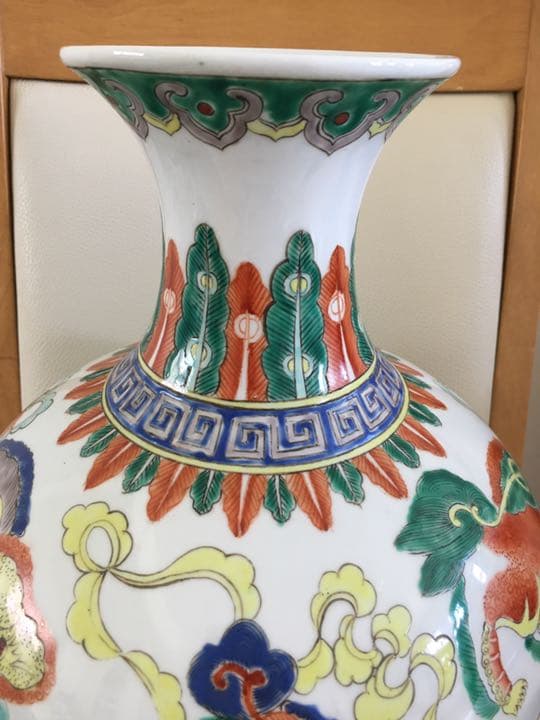 希少 花瓶 花生 唐物 中国美術  清時代 同治年製 色絵