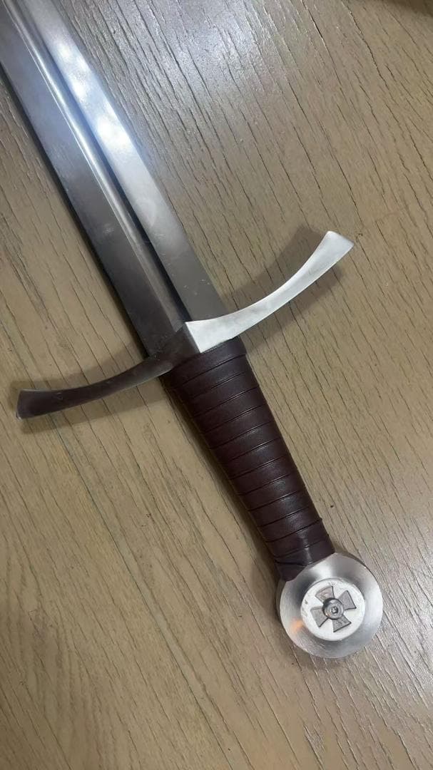 【３日内速達】片手用西洋剣 茶色 高マンガン鋼 模造刀　武具 十字剣