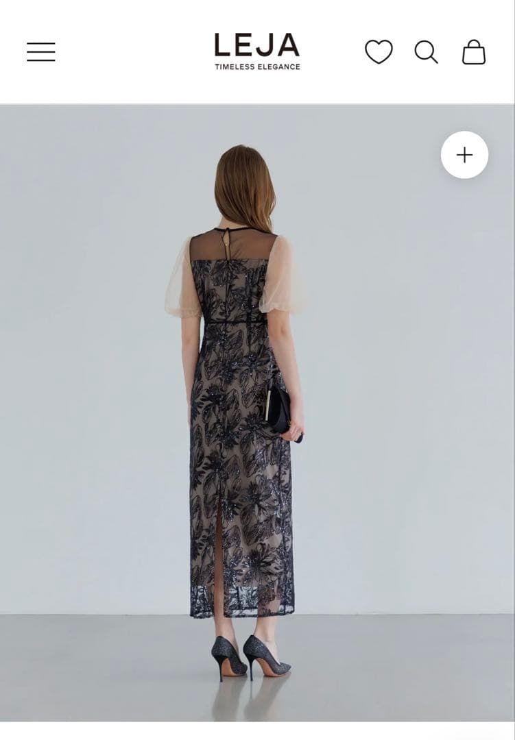 【Leja】アシンメトリーシアーフラワーワンピースドレス結婚式パーティー二次会