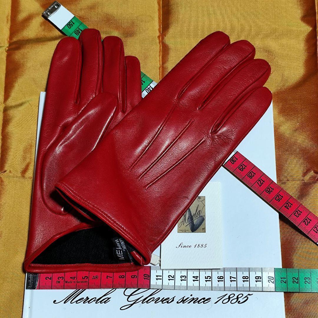 メローラ ナッパロッソ赤 カシミア黒 グローブ 革手袋 MEROLA