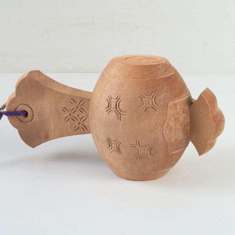 井波彫刻　紅雲作　木彫　鼠と小槌　干支　置物　共箱　C　9418