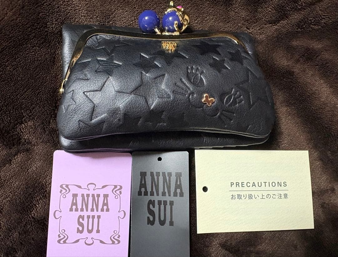 新品 ANNA SUI アナスイ プレイングキャット 猫 がま口 二つ折り財布