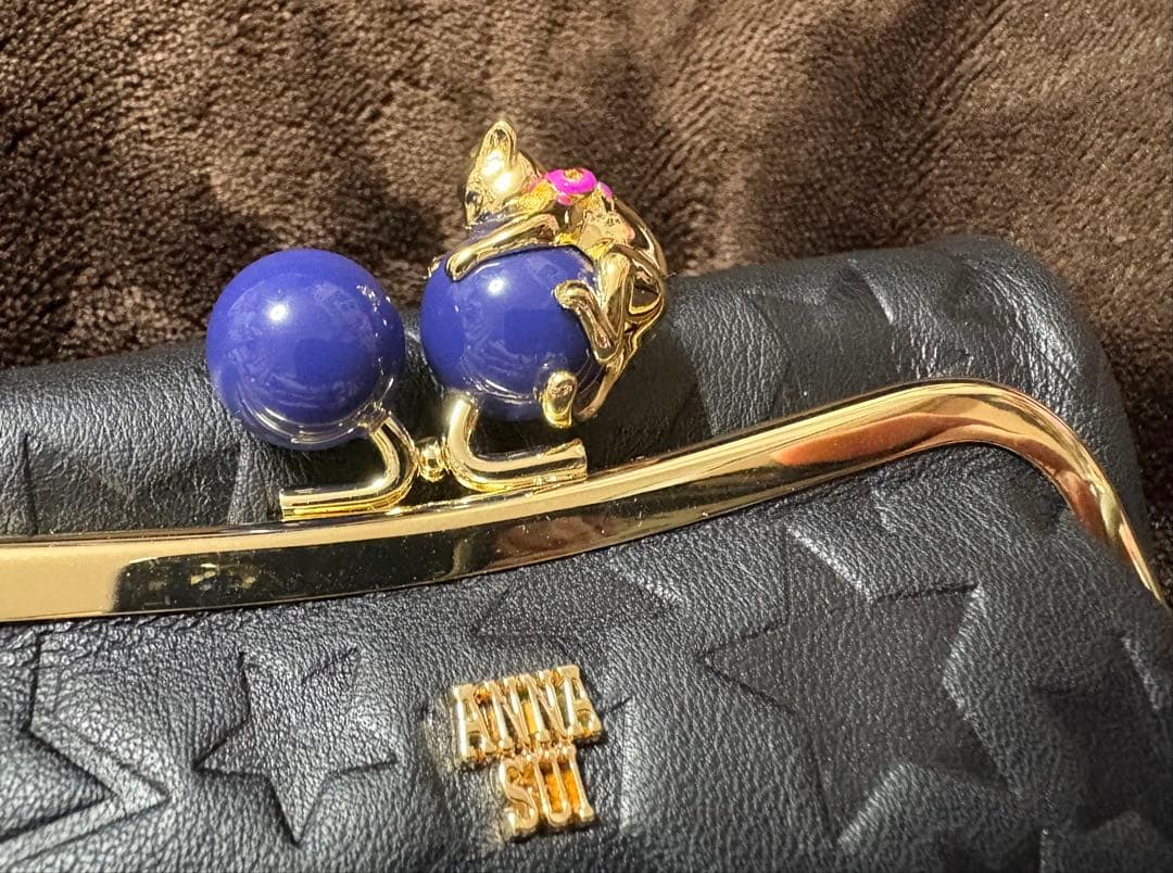 新品 ANNA SUI アナスイ プレイングキャット 猫 がま口 二つ折り財布