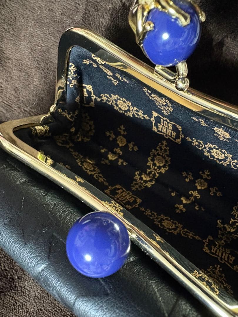 新品 ANNA SUI アナスイ プレイングキャット 猫 がま口 二つ折り財布
