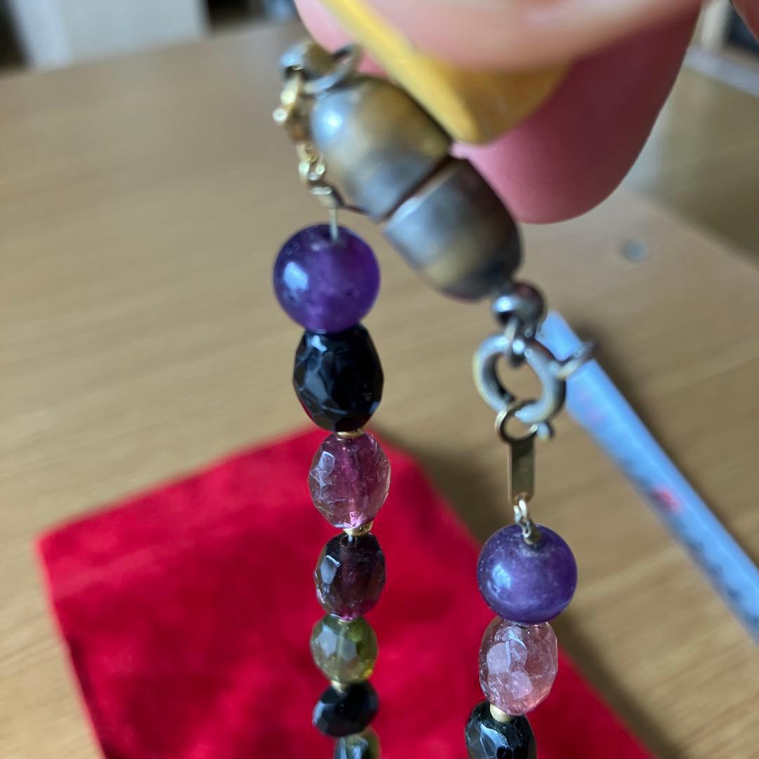 K18と天然石ビーズネックレス 約40cm