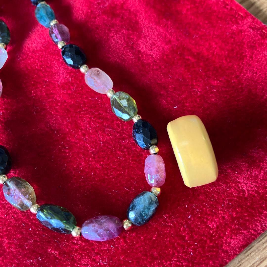 K18と天然石ビーズネックレス 約40cm