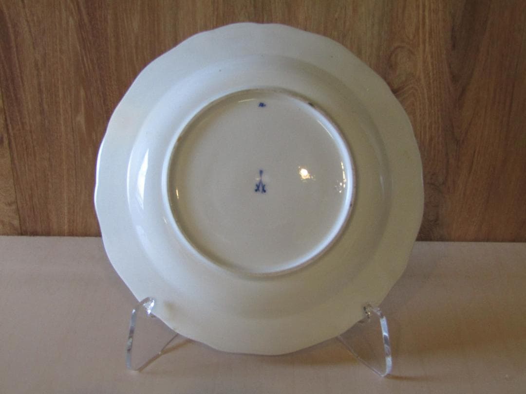 マイセン　カラーオニオン　アンティーク 花と鳥の装飾プレート　希少品