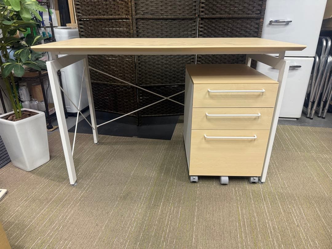 【洗浄消毒作業済】【美品】【完成品】　ニトリ デスクワゴンセット サーヤ