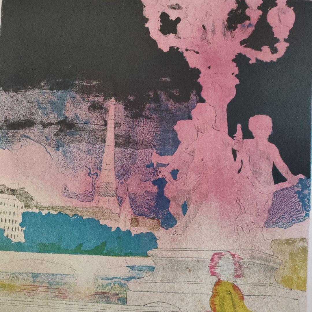 ポール・ギヤマンGUIRAMAND　大判リトグラフ『セーヌ河畔とエッフェル塔』