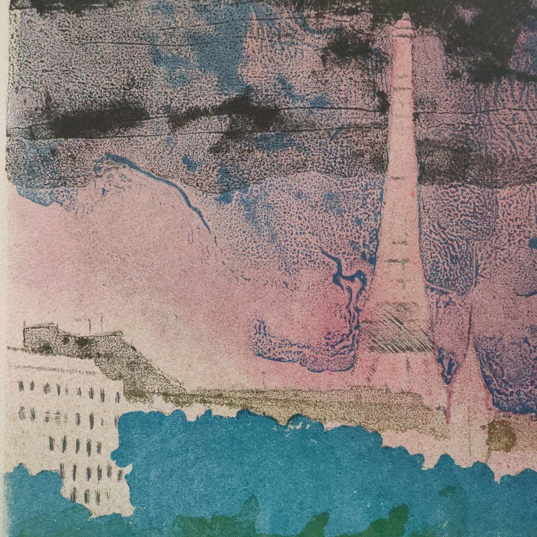 ポール・ギヤマンGUIRAMAND　大判リトグラフ『セーヌ河畔とエッフェル塔』