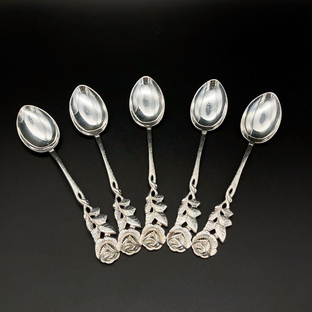ドイツ ANTIKO アンティークスプーン 5本 ヒルデスハイムローズ 薔薇