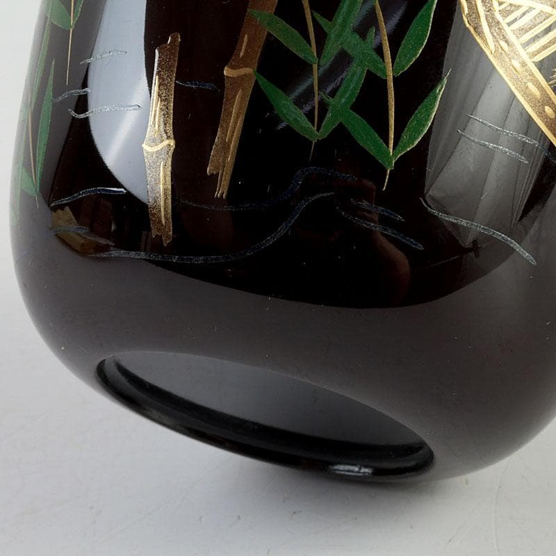 茶道具　蒔絵師　西村弘峰作　曳舟蒔絵　中棗　共箱　V　9343