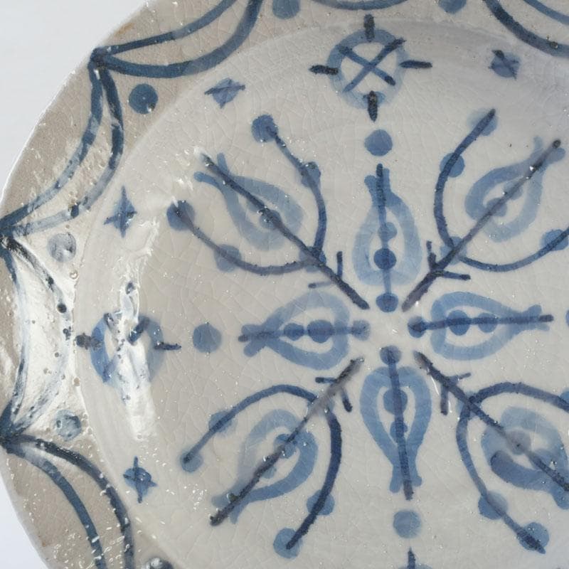 京焼　新開寛山作　染付　皿　五客　共箱　V　9671