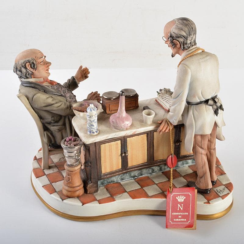 イタリア製　カポディモンテ　フィギュリン　陶人形　置物　証明書付　M　R7064