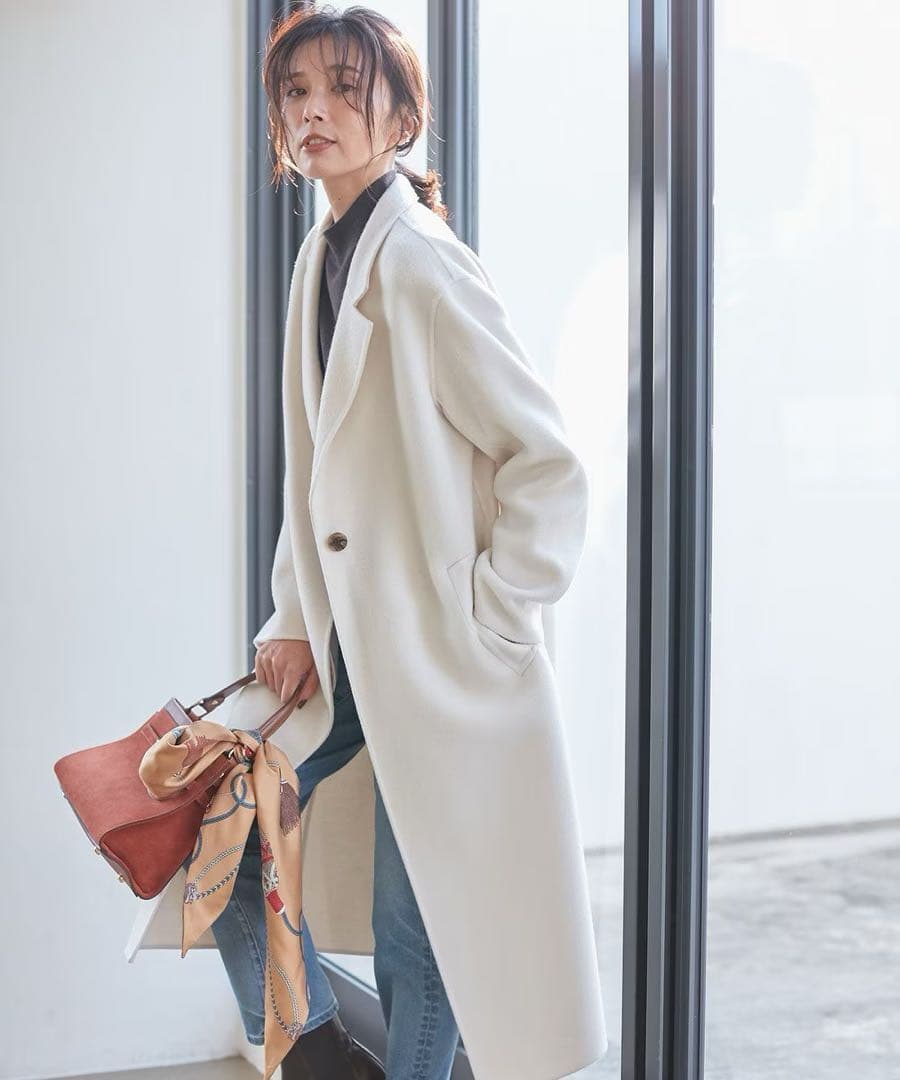 Yuzuさん専用　23区✨22AW　ウールリバー ロングコート　38　ベージュ系